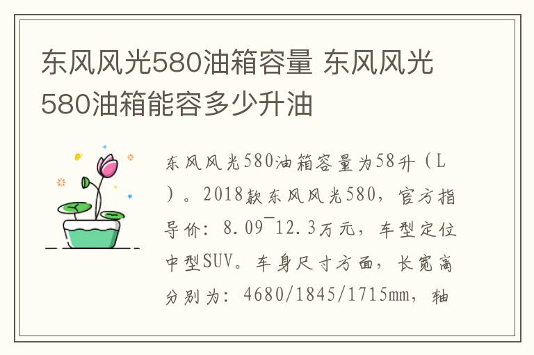 东风风光580油箱容量 东风风光580油箱能容多少升油