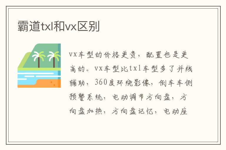 霸道txl和vx区别