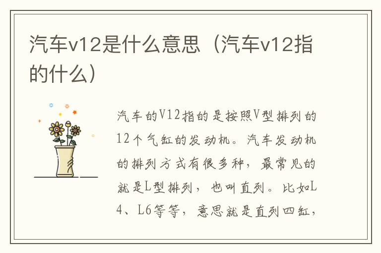 汽车v12是什么意思（汽车v12指的什么）