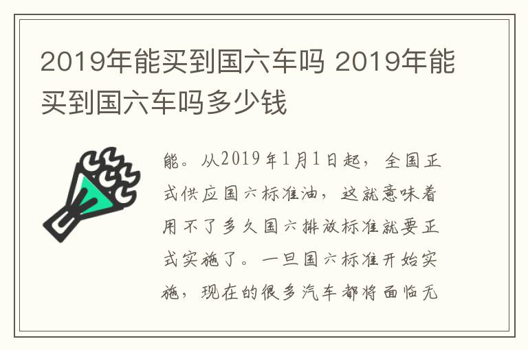 2019年能买到国六车吗 2019年能买到国六车吗多少钱