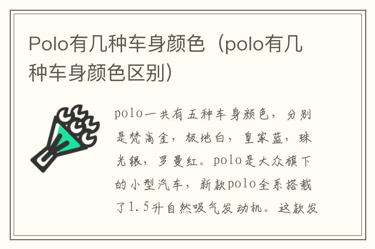 Polo有几种车身颜色（polo有几种车身颜色区别）