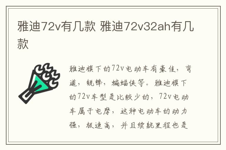 雅迪72v有几款 雅迪72v32ah有几款