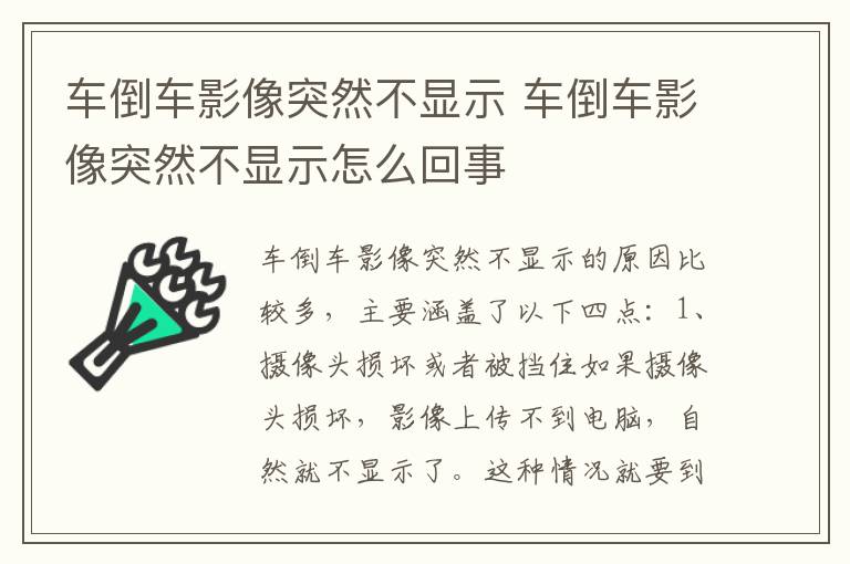 车倒车影像突然不显示 车倒车影像突然不显示怎么回事