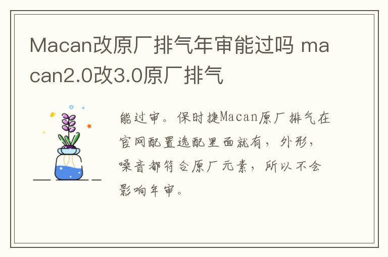 Macan改原厂排气年审能过吗 macan2.0改3.0原厂排气