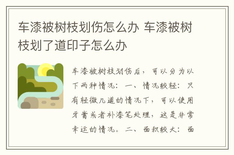 车漆被树枝划伤怎么办 车漆被树枝划了道印子怎么办