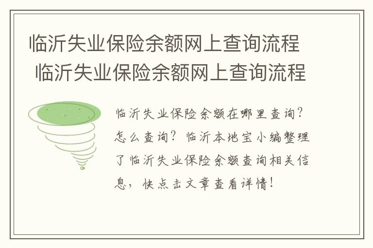 临沂失业保险余额网上查询流程 临沂失业保险余额网上查询流程图