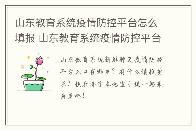 山东教育系统疫情防控平台怎么填报 山东教育系统疫情防控平台怎么填报的