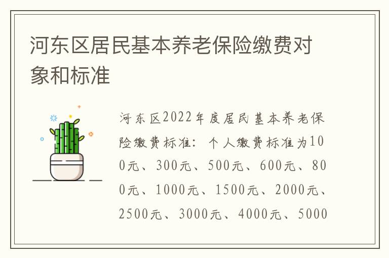 河东区居民基本养老保险缴费对象和标准