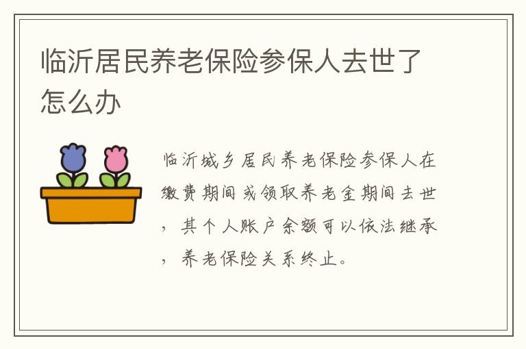 临沂居民养老保险参保人去世了怎么办