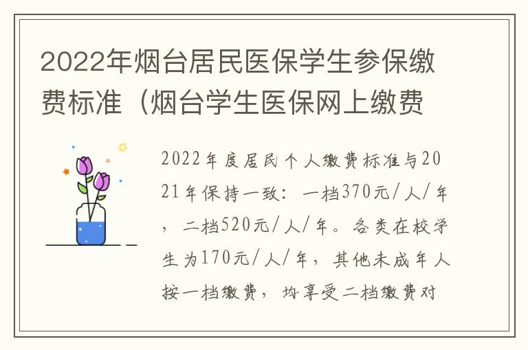 2022年烟台居民医保学生参保缴费标准（烟台学生医保网上缴费）