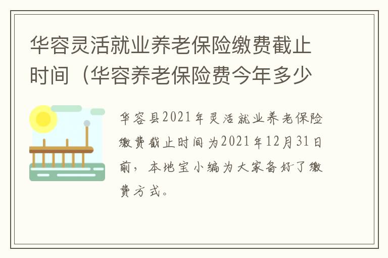 华容灵活就业养老保险缴费截止时间（华容养老保险费今年多少）