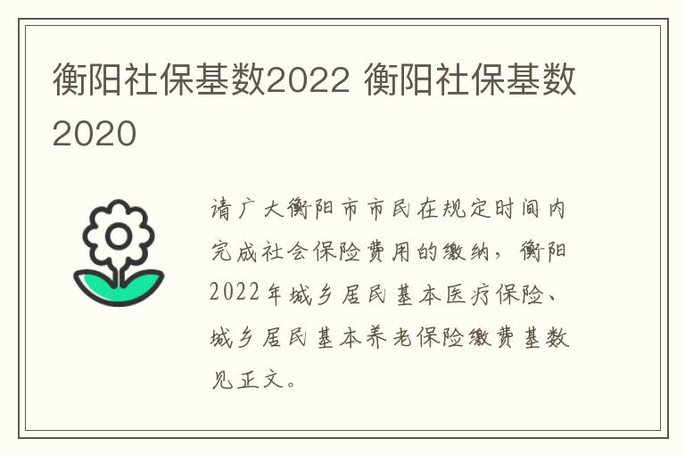 衡阳社保基数2022 衡阳社保基数2020