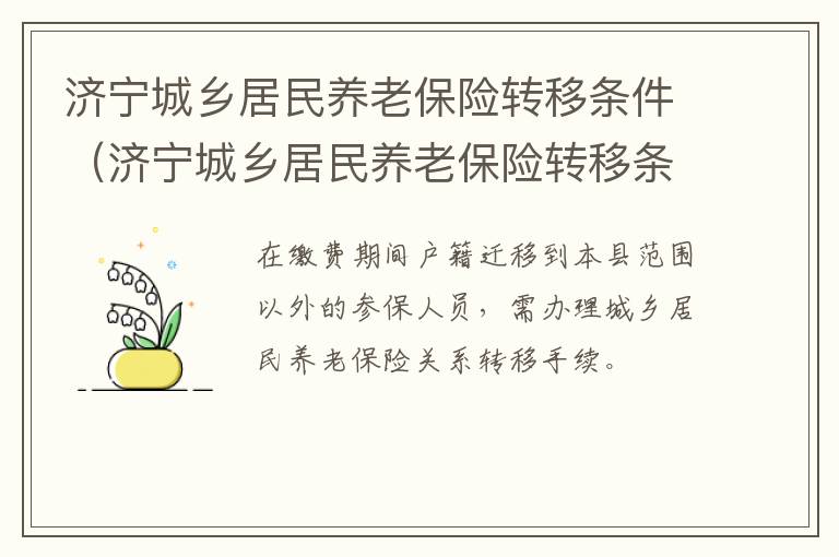 济宁城乡居民养老保险转移条件（济宁城乡居民养老保险转移条件查询）