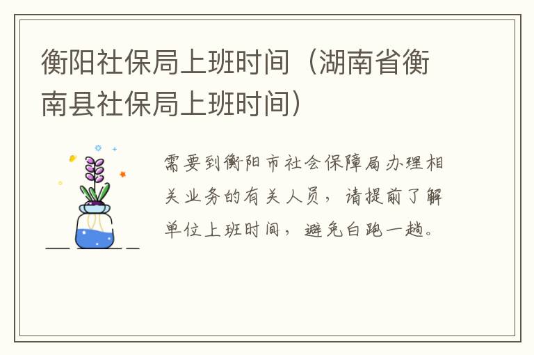 衡阳社保局上班时间（湖南省衡南县社保局上班时间）