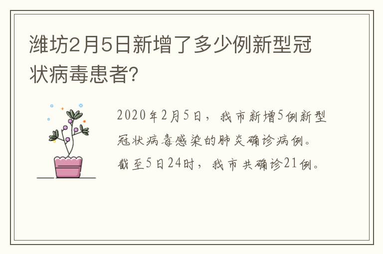 潍坊2月5日新增了多少例新型冠状病毒患者？