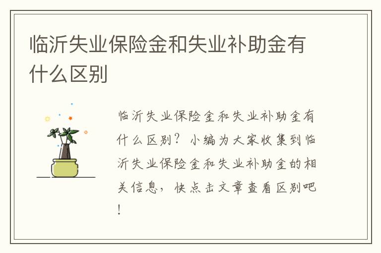 临沂失业保险金和失业补助金有什么区别