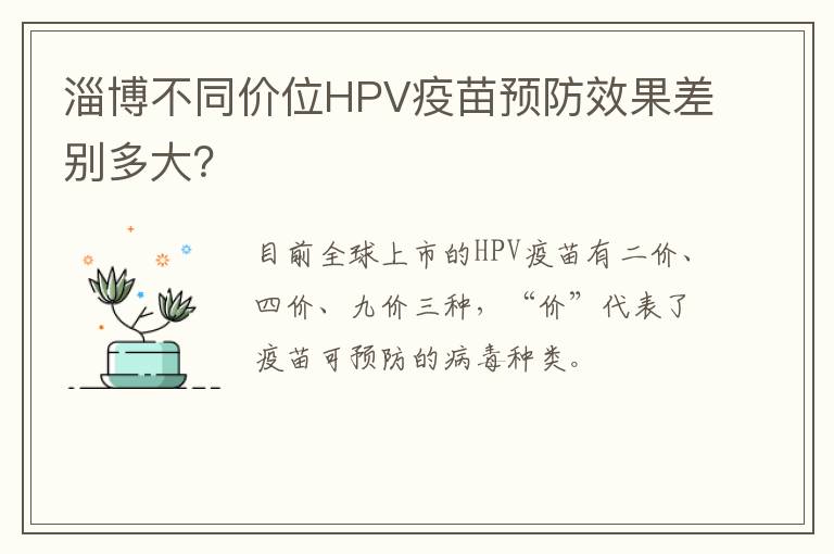 淄博不同价位HPV疫苗预防效果差别多大？