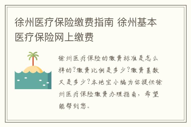 徐州医疗保险缴费指南 徐州基本医疗保险网上缴费