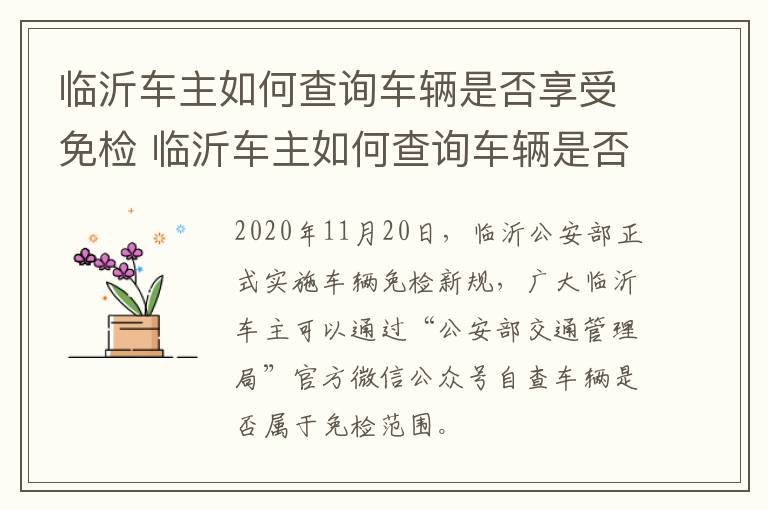 临沂车主如何查询车辆是否享受免检 临沂车主如何查询车辆是否享受免检政策