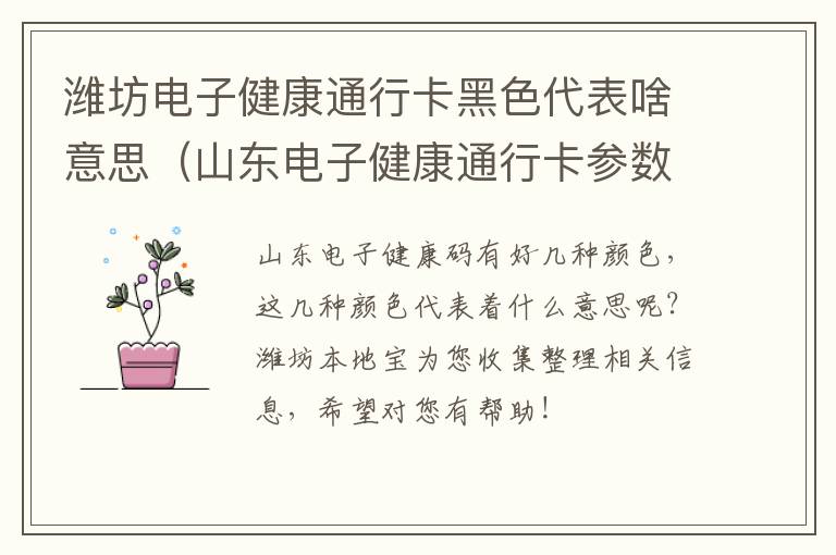 潍坊电子健康通行卡黑色代表啥意思（山东电子健康通行卡参数为空怎么处理）