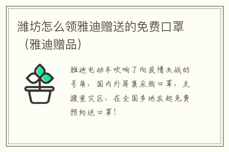 潍坊怎么领雅迪赠送的免费口罩（雅迪赠品）