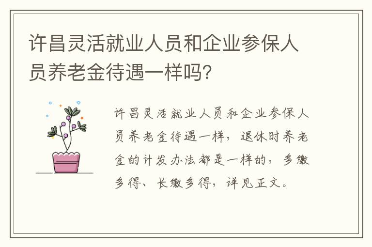 许昌灵活就业人员和企业参保人员养老金待遇一样吗？