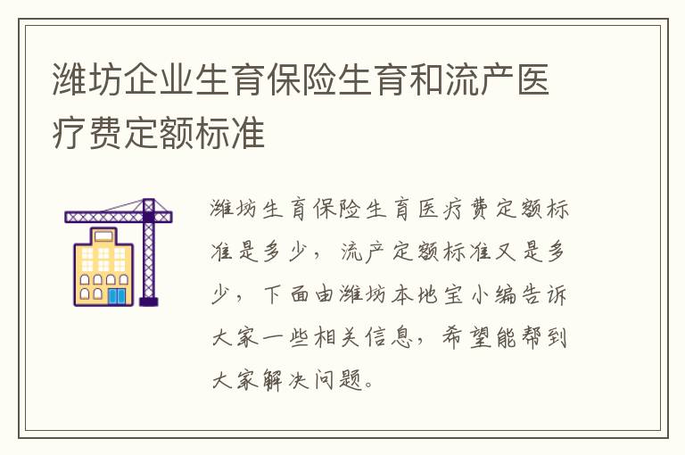 潍坊企业生育保险生育和流产医疗费定额标准