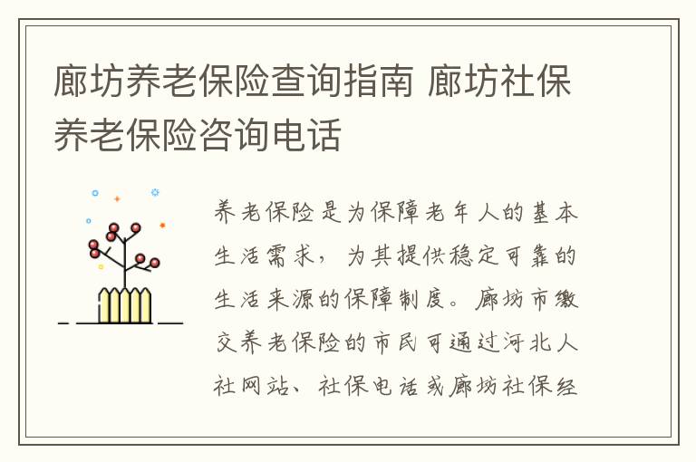 廊坊养老保险查询指南 廊坊社保养老保险咨询电话