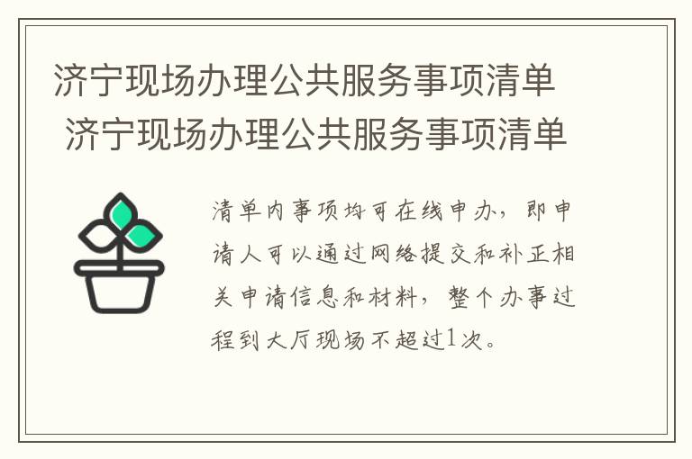 济宁现场办理公共服务事项清单 济宁现场办理公共服务事项清单表