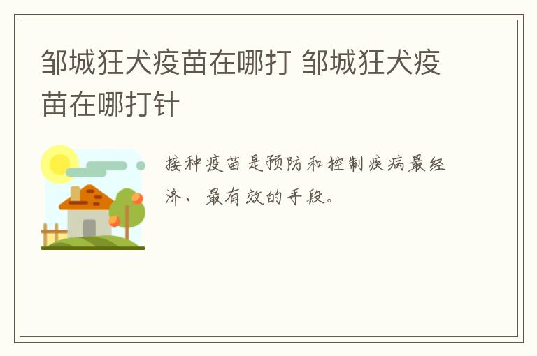 邹城狂犬疫苗在哪打 邹城狂犬疫苗在哪打针