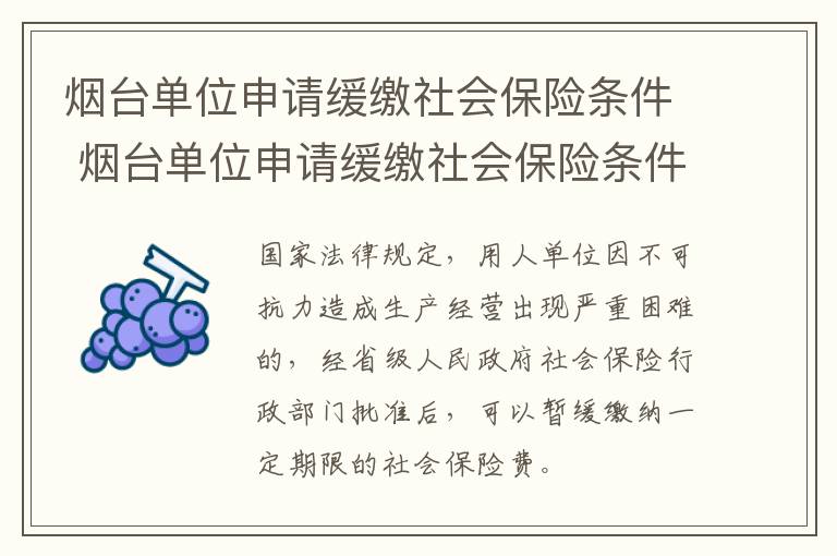 烟台单位申请缓缴社会保险条件 烟台单位申请缓缴社会保险条件是什么