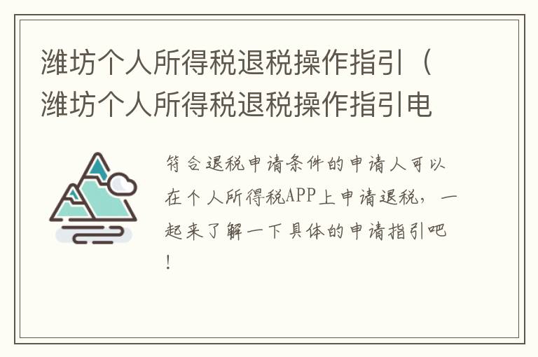 潍坊个人所得税退税操作指引（潍坊个人所得税退税操作指引电话）