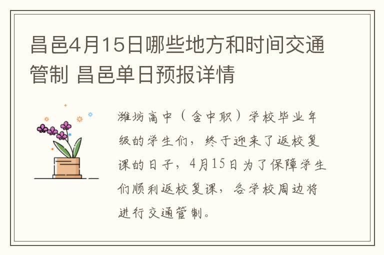 昌邑4月15日哪些地方和时间交通管制 昌邑单日预报详情