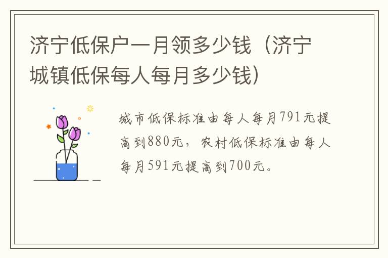 济宁低保户一月领多少钱（济宁城镇低保每人每月多少钱）