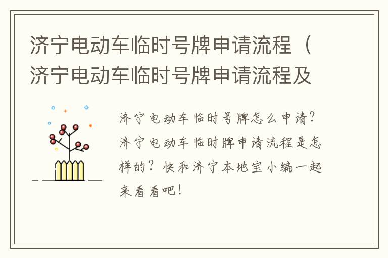 济宁电动车临时号牌申请流程（济宁电动车临时号牌申请流程及时间）