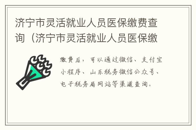 济宁市灵活就业人员医保缴费查询（济宁市灵活就业人员医保缴费查询官网）