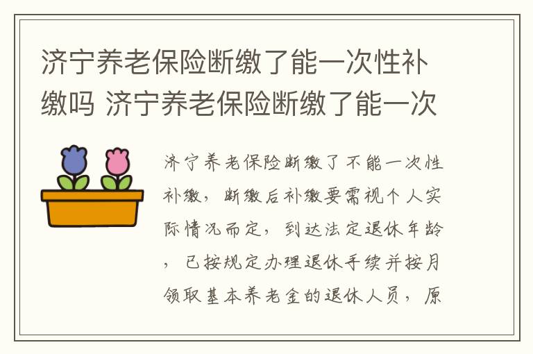 济宁养老保险断缴了能一次性补缴吗 济宁养老保险断缴了能一次性补缴吗