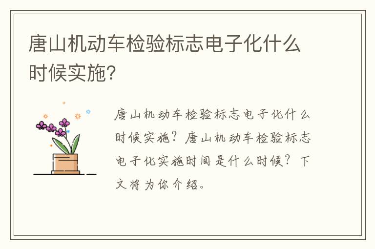 唐山机动车检验标志电子化什么时候实施？