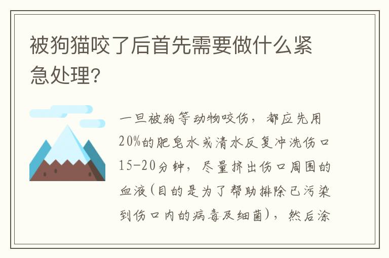 被狗猫咬了后首先需要做什么紧急处理?