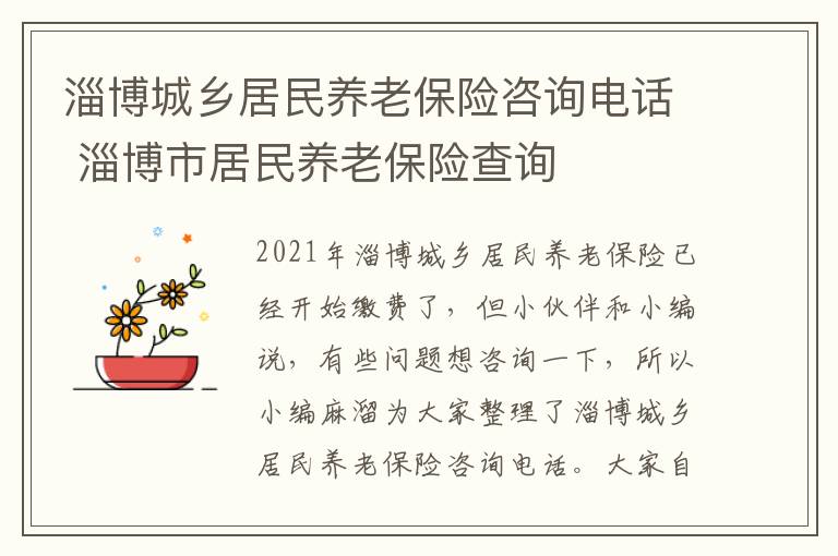 淄博城乡居民养老保险咨询电话 淄博市居民养老保险查询