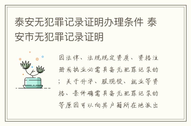 泰安无犯罪记录证明办理条件 泰安市无犯罪记录证明