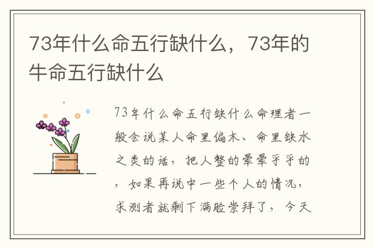 73年什么命五行缺什么，73年的牛命五行缺什么