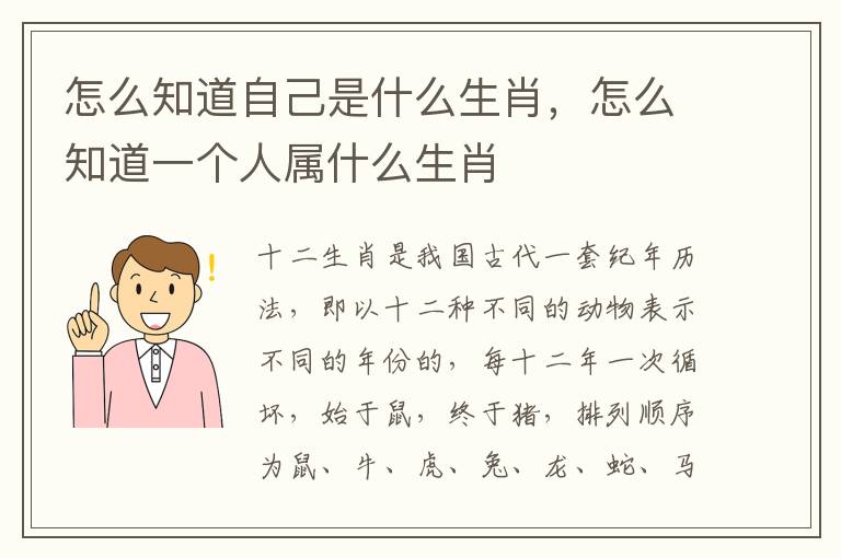 怎么知道自己是什么生肖，怎么知道一个人属什么生肖