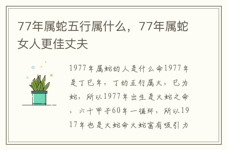 77年属蛇五行属什么，77年属蛇女人更佳丈夫