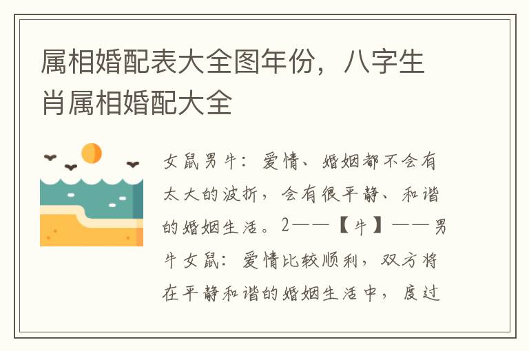 属相婚配表大全图年份，八字生肖属相婚配大全