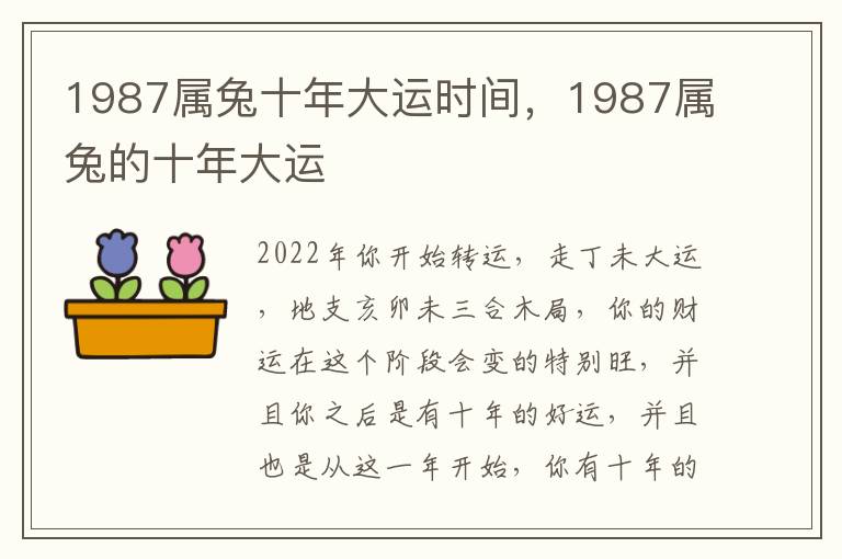 1987属兔十年大运时间，1987属兔的十年大运