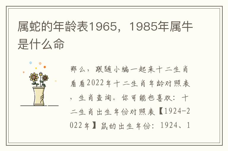 属蛇的年龄表1965，1985年属牛是什么命