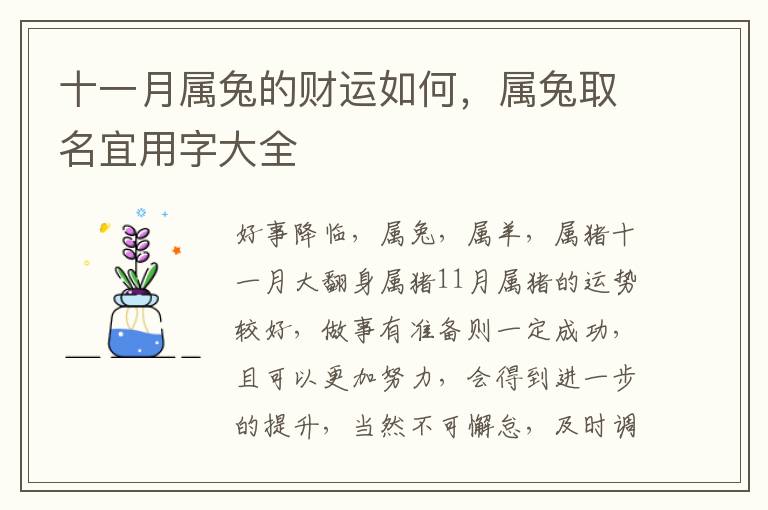 十一月属兔的财运如何，属兔取名宜用字大全