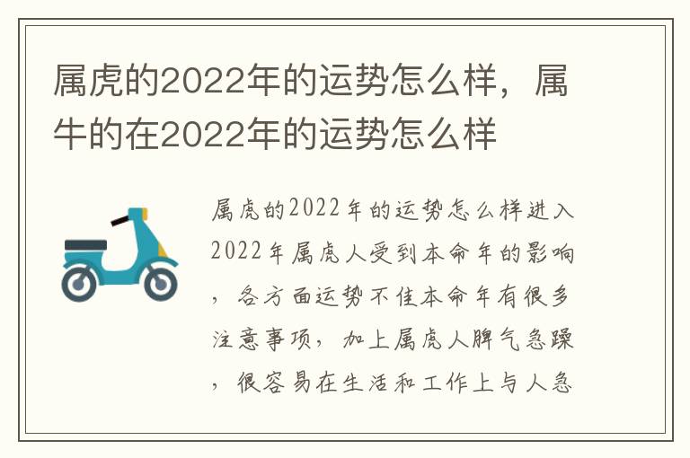 属虎的2022年的运势怎么样，属牛的在2022年的运势怎么样