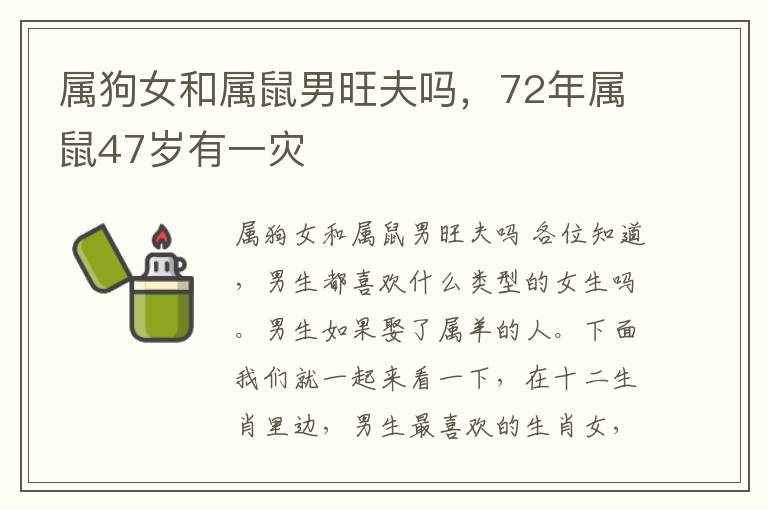 属狗女和属鼠男旺夫吗，72年属鼠47岁有一灾